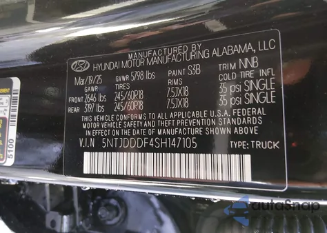 2025 Hyundai Santa Cruz Xrt z USA, uszkodzony, nr VIN 5NTJDDDF4SH147105